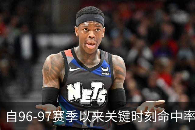 自96-97赛季以来关键时刻命中率排名，沃克居末
